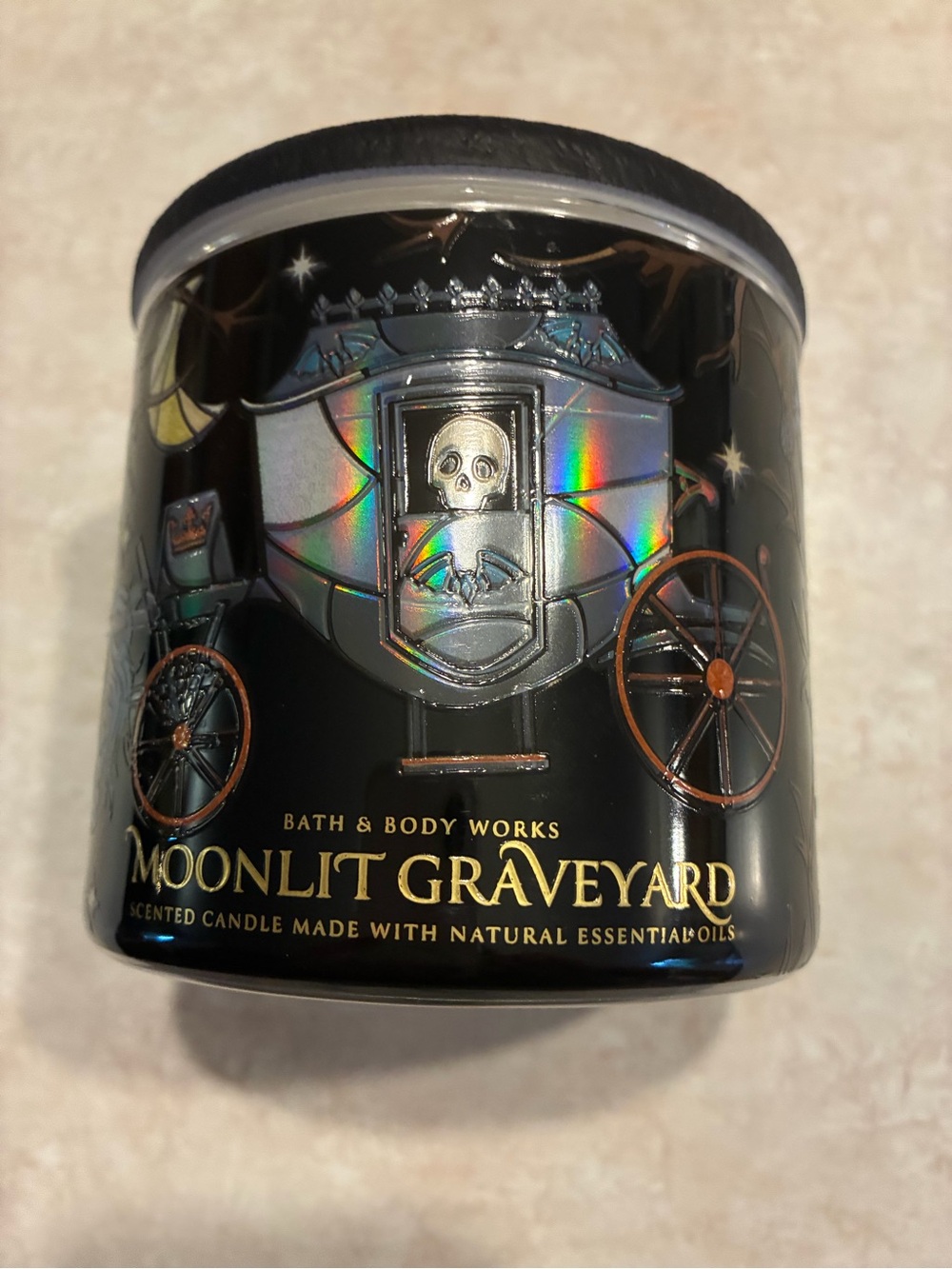 Bath & Body Works Moonlit Graveyard Scented Candle - Black & Gold Accents
